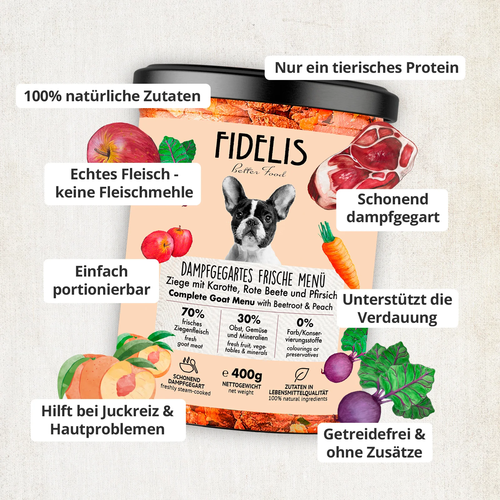 Ziege mit Karotte, Rote Beete und Pfirsich (im Glas) 400g - Image 3